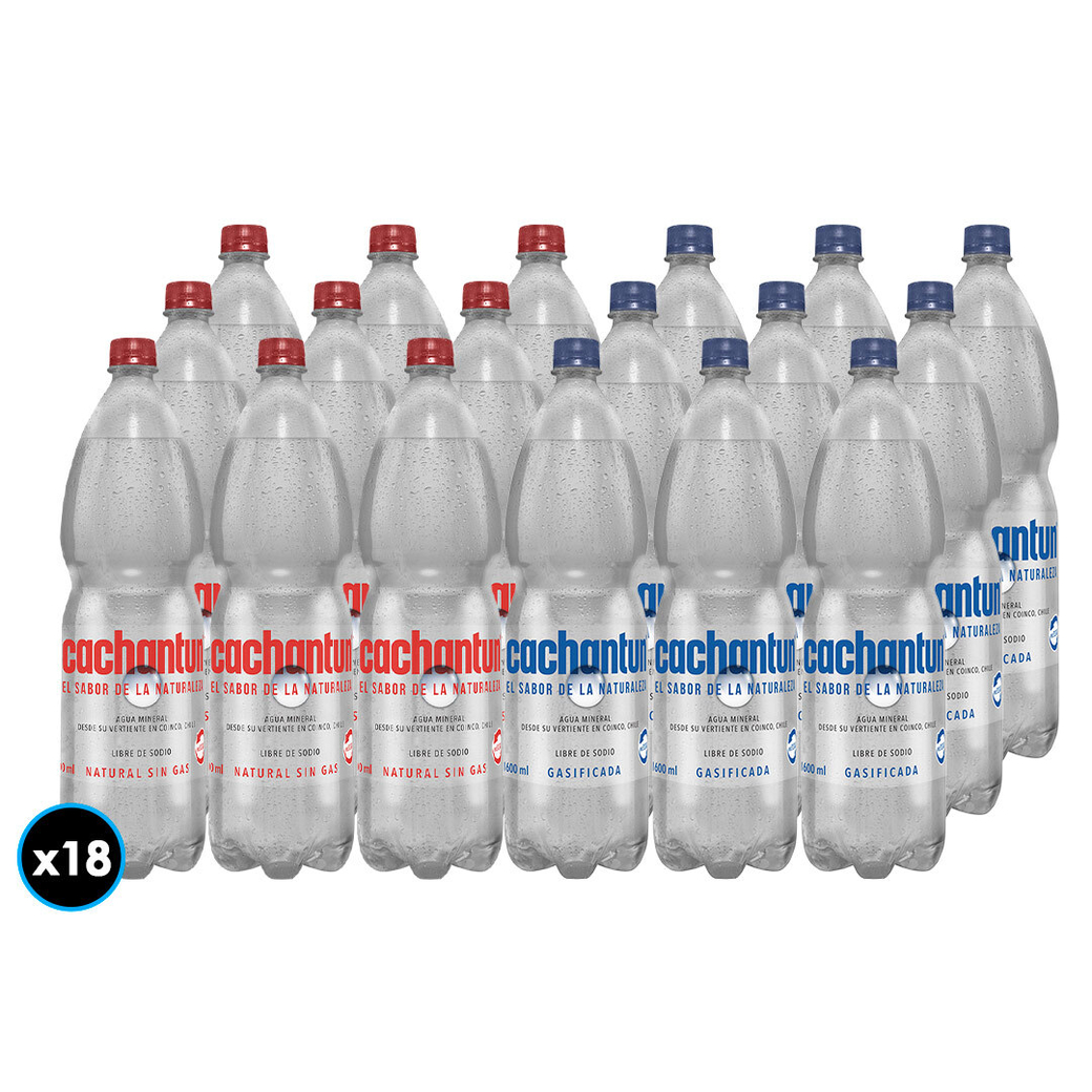 Booz.cl: PACK CACHANTUN N°3: 9x Agua Mineral Cachantun Con Gas 1.6 Litros +  9x Ag…