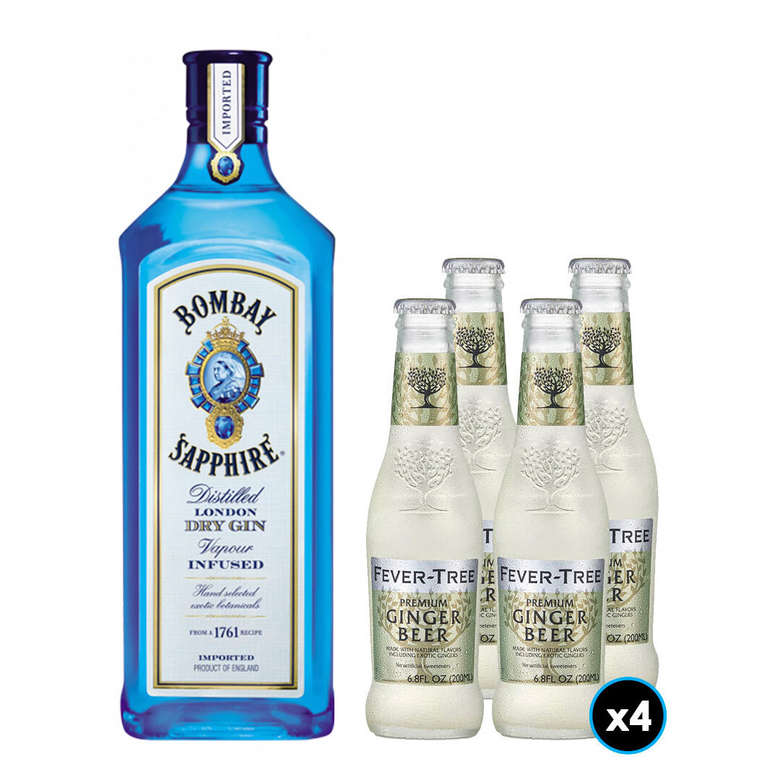 PACK BOMBAY FEVER TREE N°1 1x Gin Bombay Sapphire 750cc 47º alc. + 4x