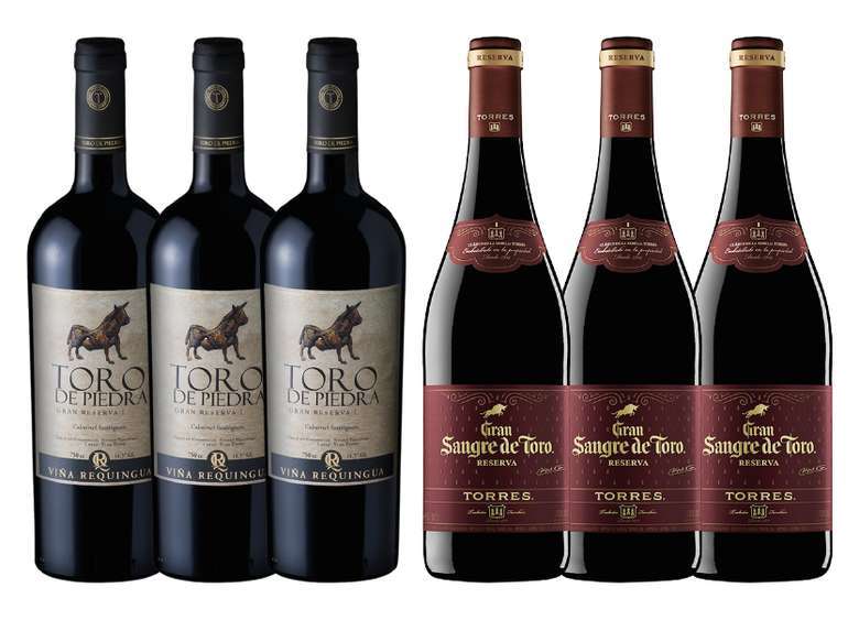 PACK VINOS GRAN RESERVA Nº7: 3x Vino Toro De Piedra Cabernet Sauvignon 750cc + 3x Vino Gran Sangre de Toro 750cc