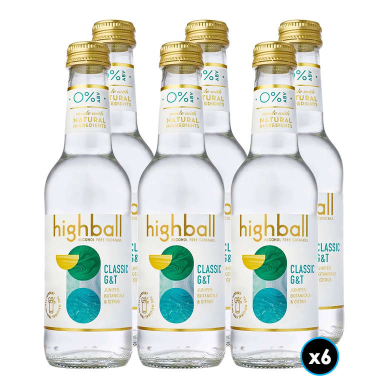 6x Highball Gin and Tonic NonAlcoholic Cocktail 250cc