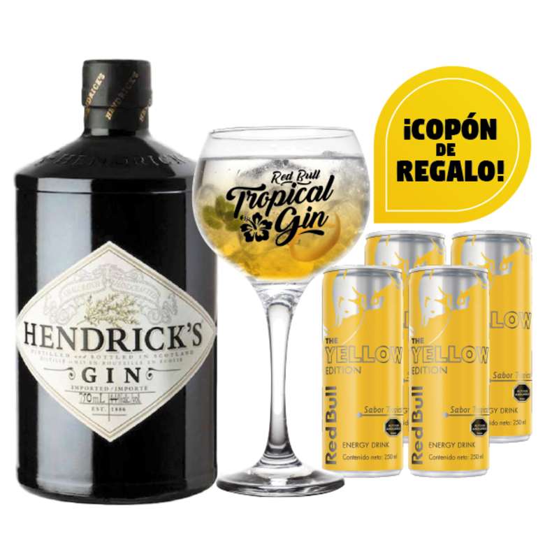 PACK RED BULL Gin Hendricks 700cc 41,4º alc. + 4x Energética Red Bull