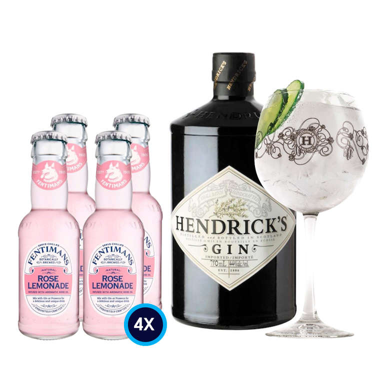 PACK HENDRICKS FENTIMANS (Rose Lemonade) + Copa 1x Gin Hendricks 700cc