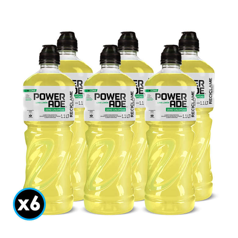 6x Bebida Isotónica Powerade Lima Limón Zero 1.1 Litros