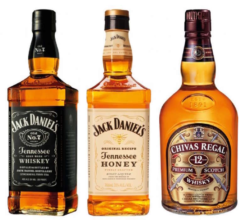 PACK JACK/HONEY/CHIVAS: Whiskey Jack Daniels N7 750cc + Whiskey Jack Daniels Honey 750cc + Whisky Chivas Regal 12 años 750cc