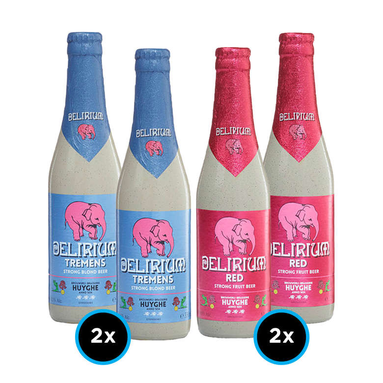 BEER PACK DELIRIUM 2x Cerveza Delirium Tremens en Botella 330cc + 2x Cerveza Delirium Red en