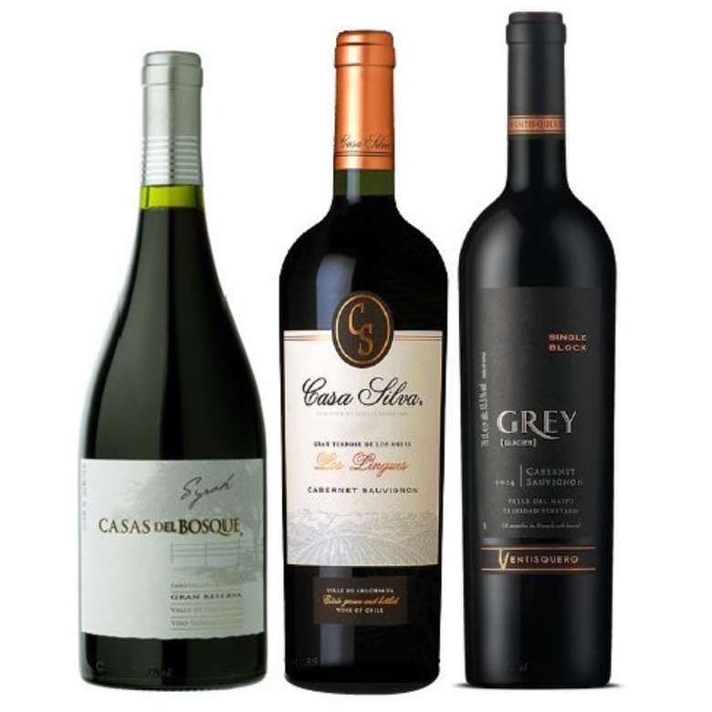 GRAN TRIO: Vino Casas Del Bosque Gran Reserva Syrah + Vino Casa Silva Gran Terroir Cabernet + Vino Ventisquero Grey Carmenere