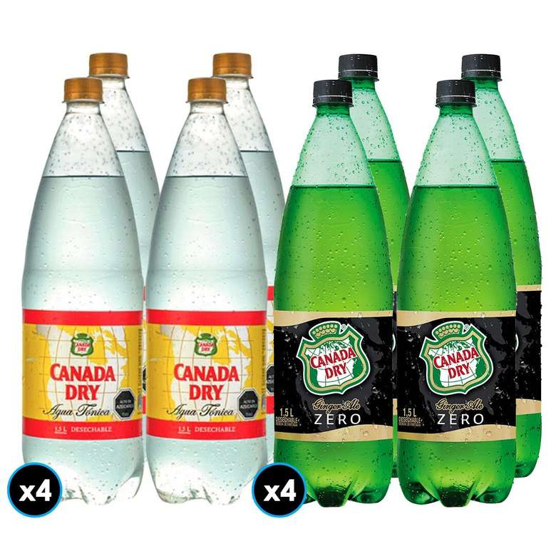 PACK MIX CANADA DRY N°3 4x Bebida Canada Dry Ginger Ale Zero 1,5lt
