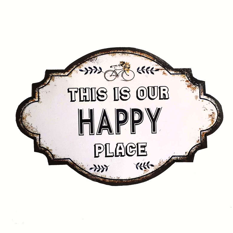 Afiche This Is Our Happy Place Madera Vitrificada 20 x 30 cm.