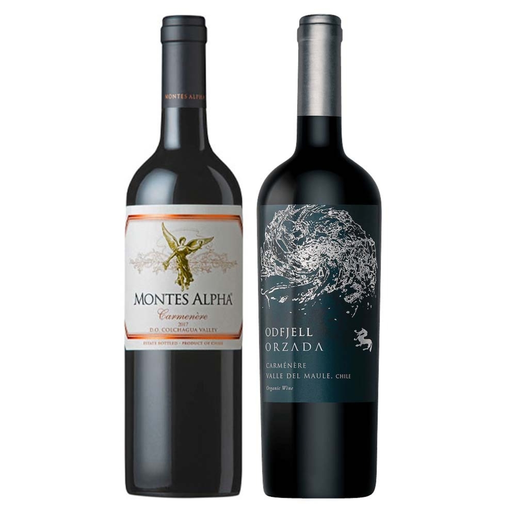 GRAN DUO ORZADA - ALPHA (Carmenere): 1x Vino Odfjell Orzada Carmenere 750cc + 1x Vino Montes Alpha Carmenere 750cc